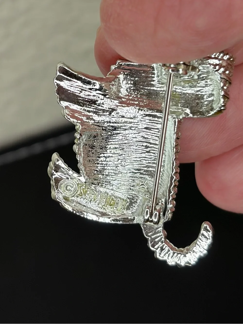 Sarah Coventry Vintage Textured Silver-Tone Dog Brooch Pin